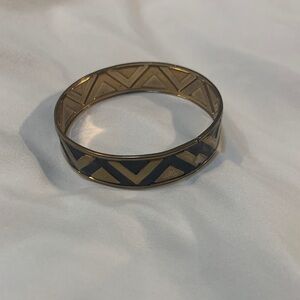 Geometric Gold and Black Bangle Bracelet